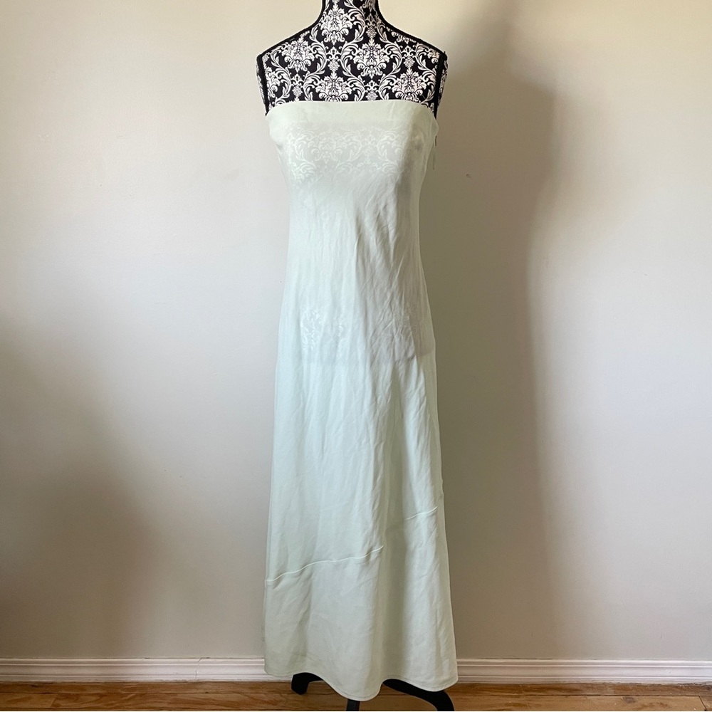 BABATON Resolution Strapless Dress Luxury Mirror Crepe XS Maxi Dress Mint Green - Picture 2 of 13
